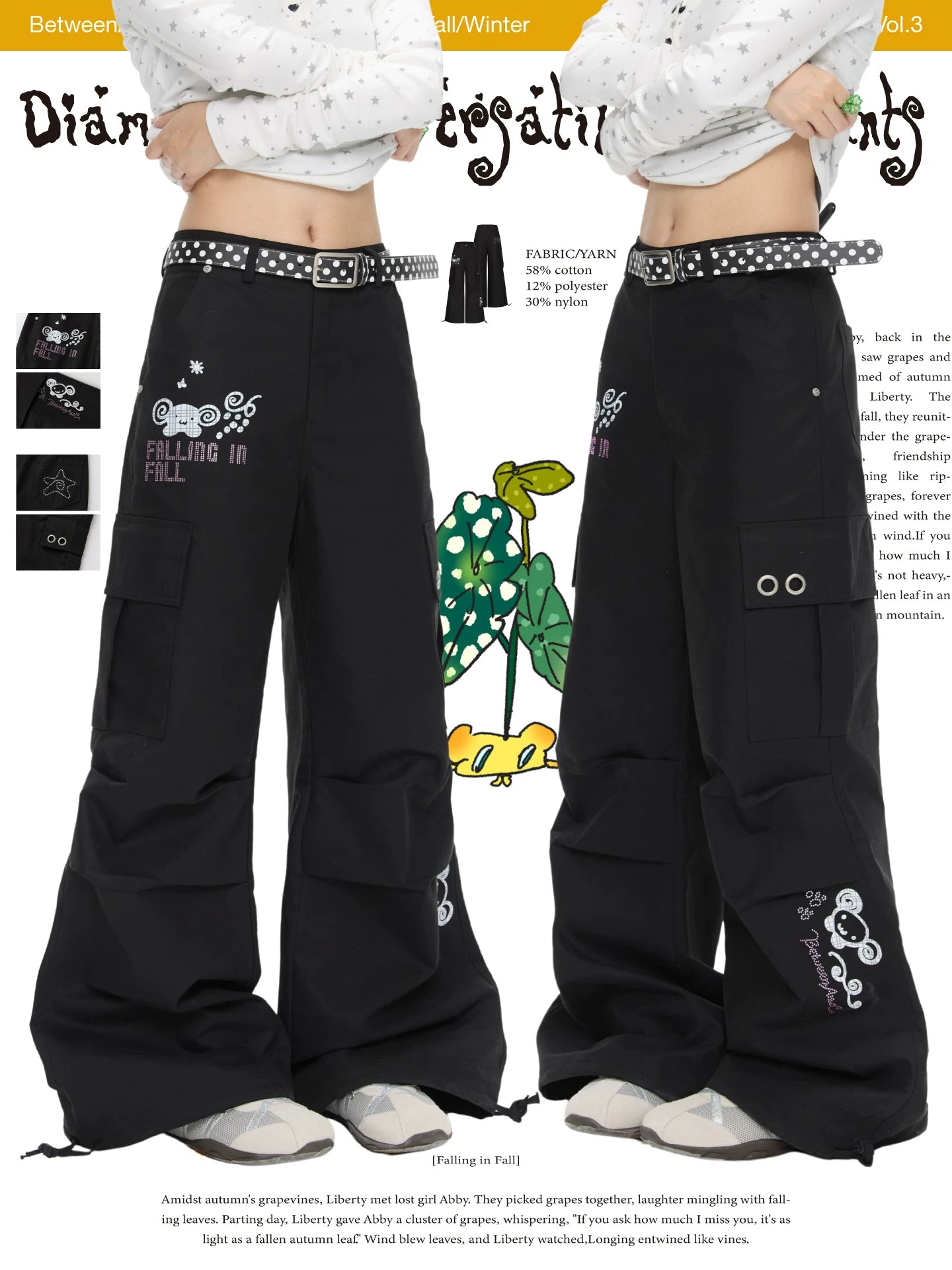 Diamond black versatile cargo pants