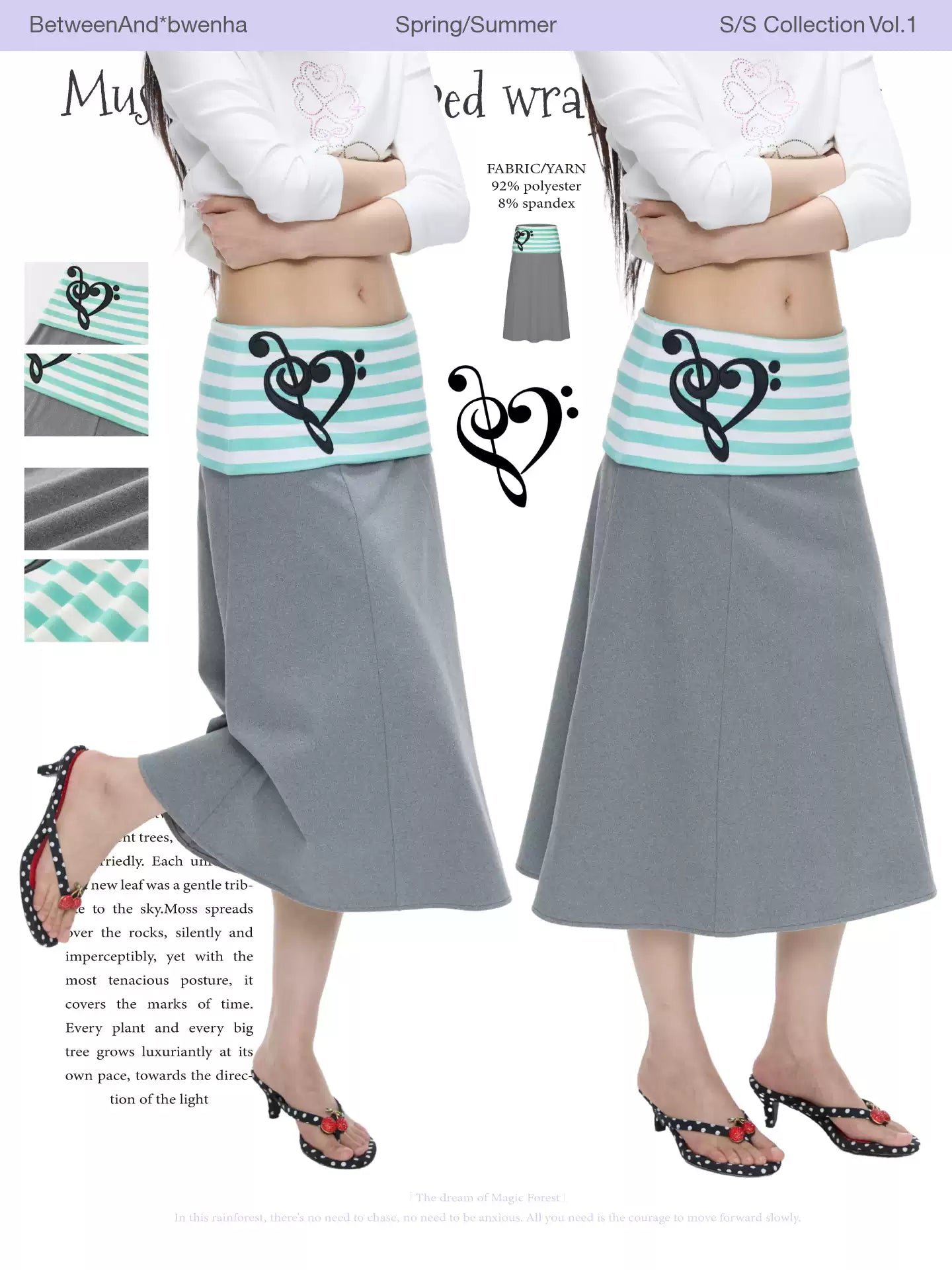 Musical note striped wrap around skirt