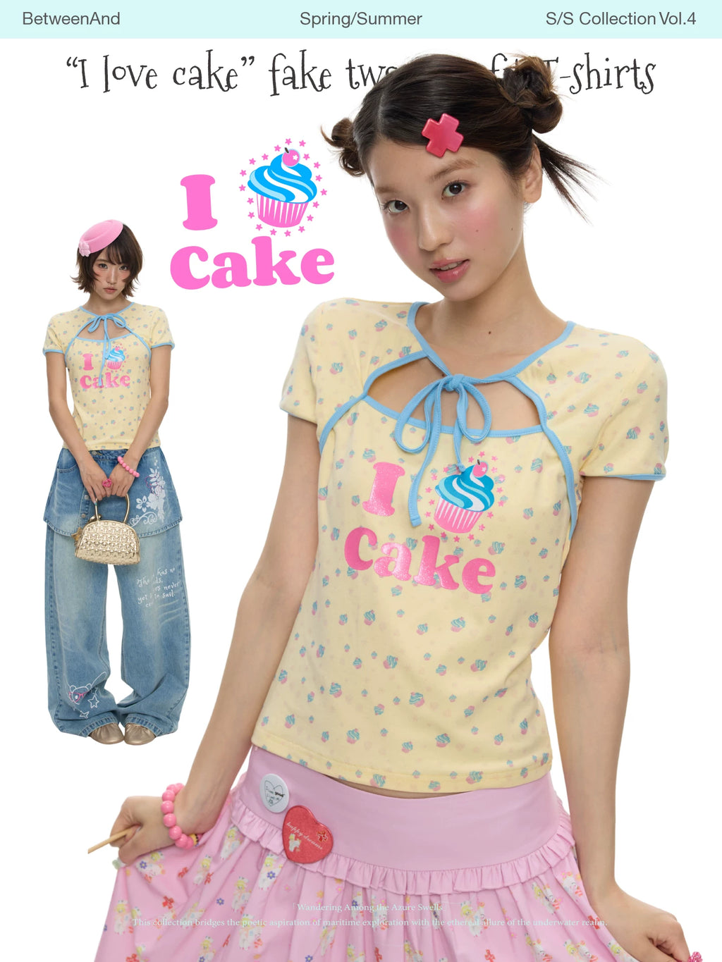 "I love cake" fake two-piece top
