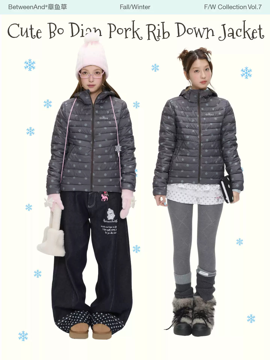 Dark gray Polka dot down jacket