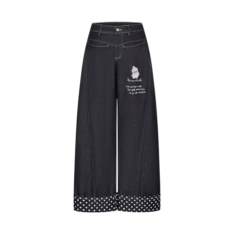 Plucked original cowhide polka dot pants with penguin detail