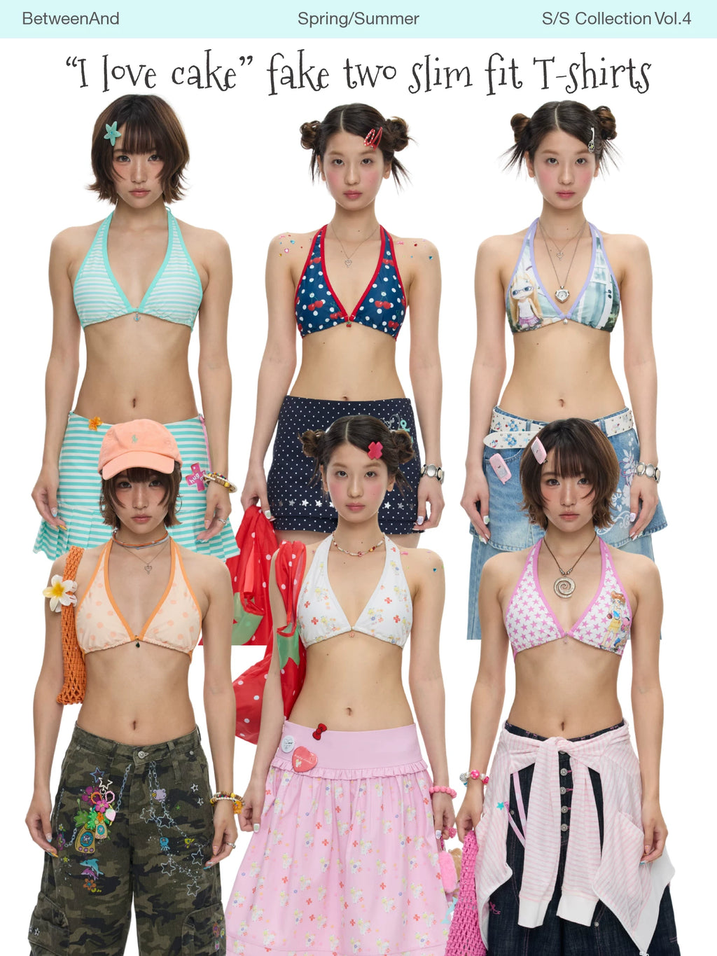"I love cake" swimwear collection pendant bikini tops