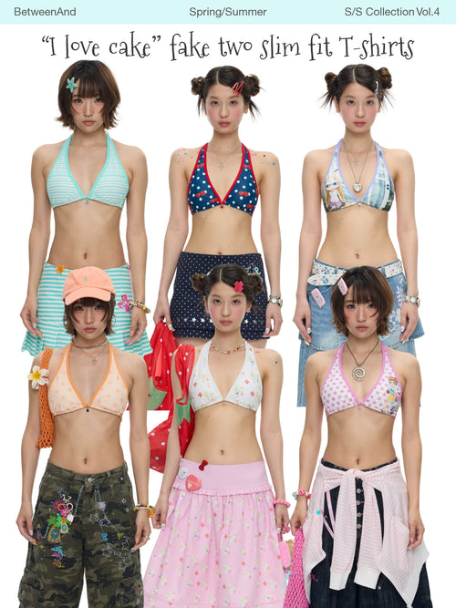 "I love cake" swimwear collection pendant bikini tops