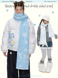 Illustration printed double-sided knit scarf