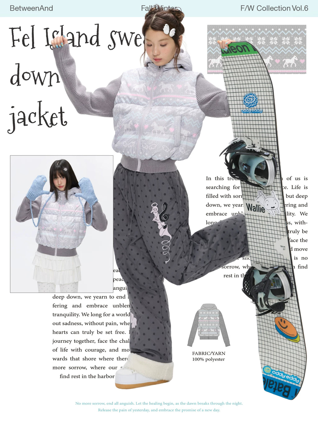 Fel Isle knit-trim down jacket (90% duck down)
