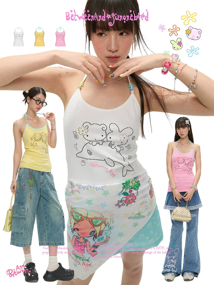 Dopamine dolphin beaded halter top