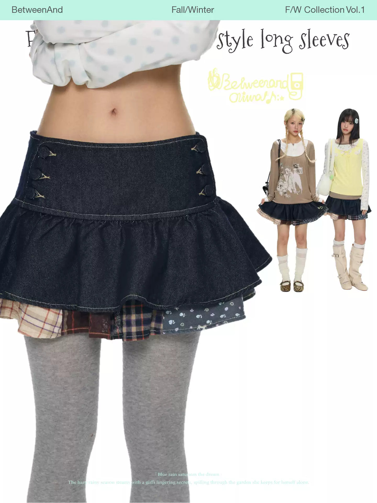 Patchwork fake two piece mini skirt