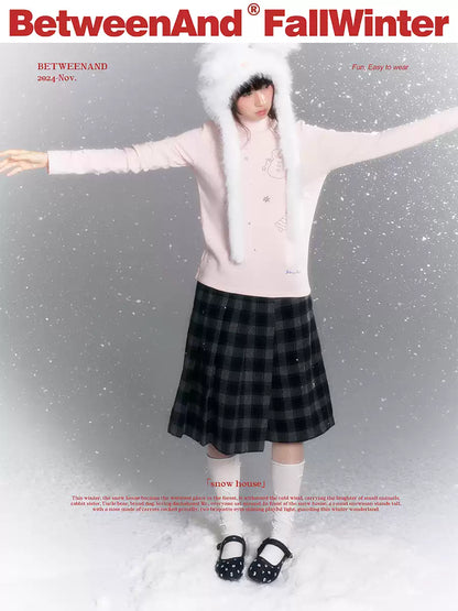 “Winter Creamy Soft” mock-neck fitted long-sleeve base top with rhinestone details