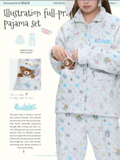 Illustration full-print pajama set (pre-order)