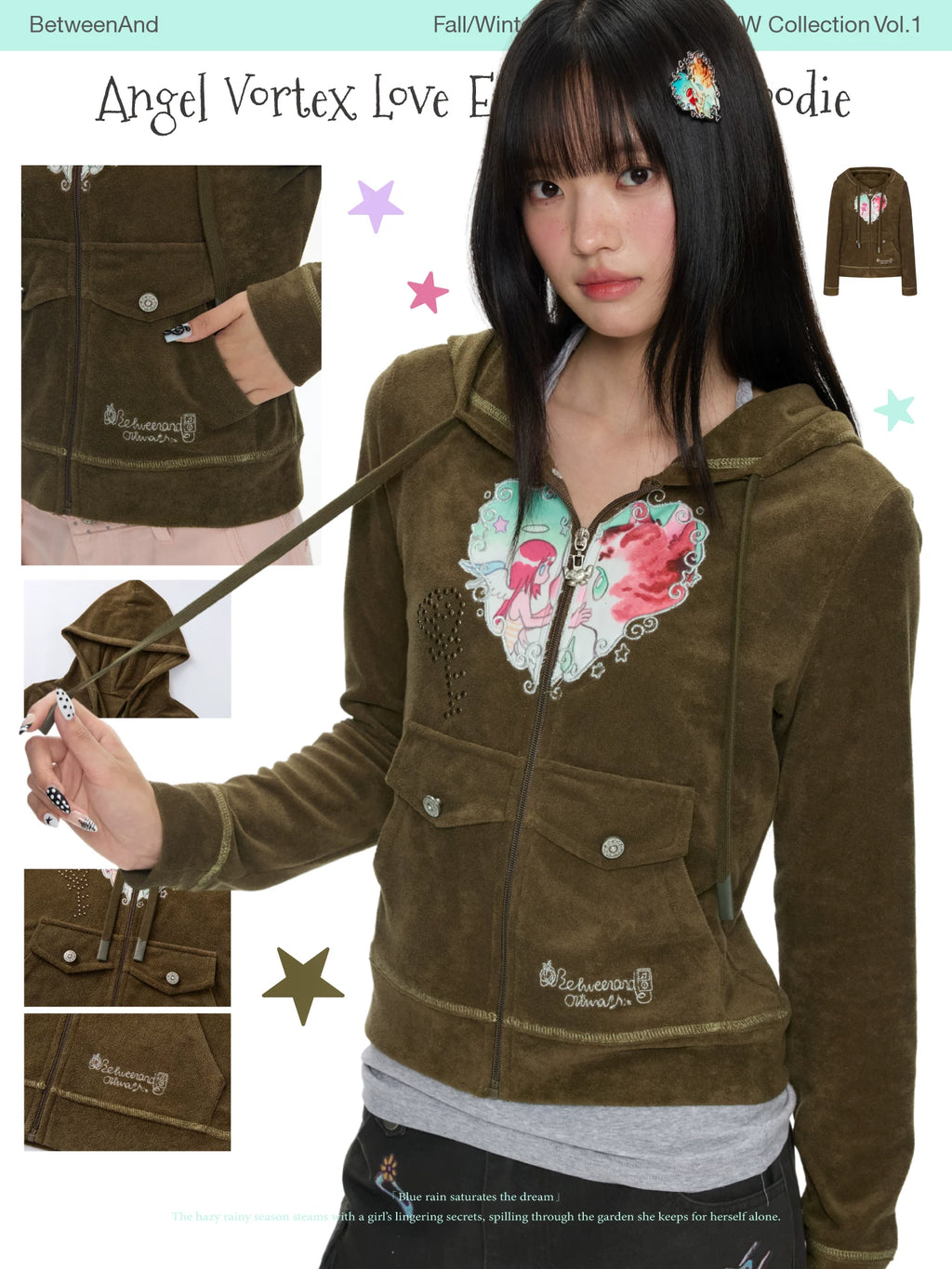 Angel Vortex Love embroidery hoodie