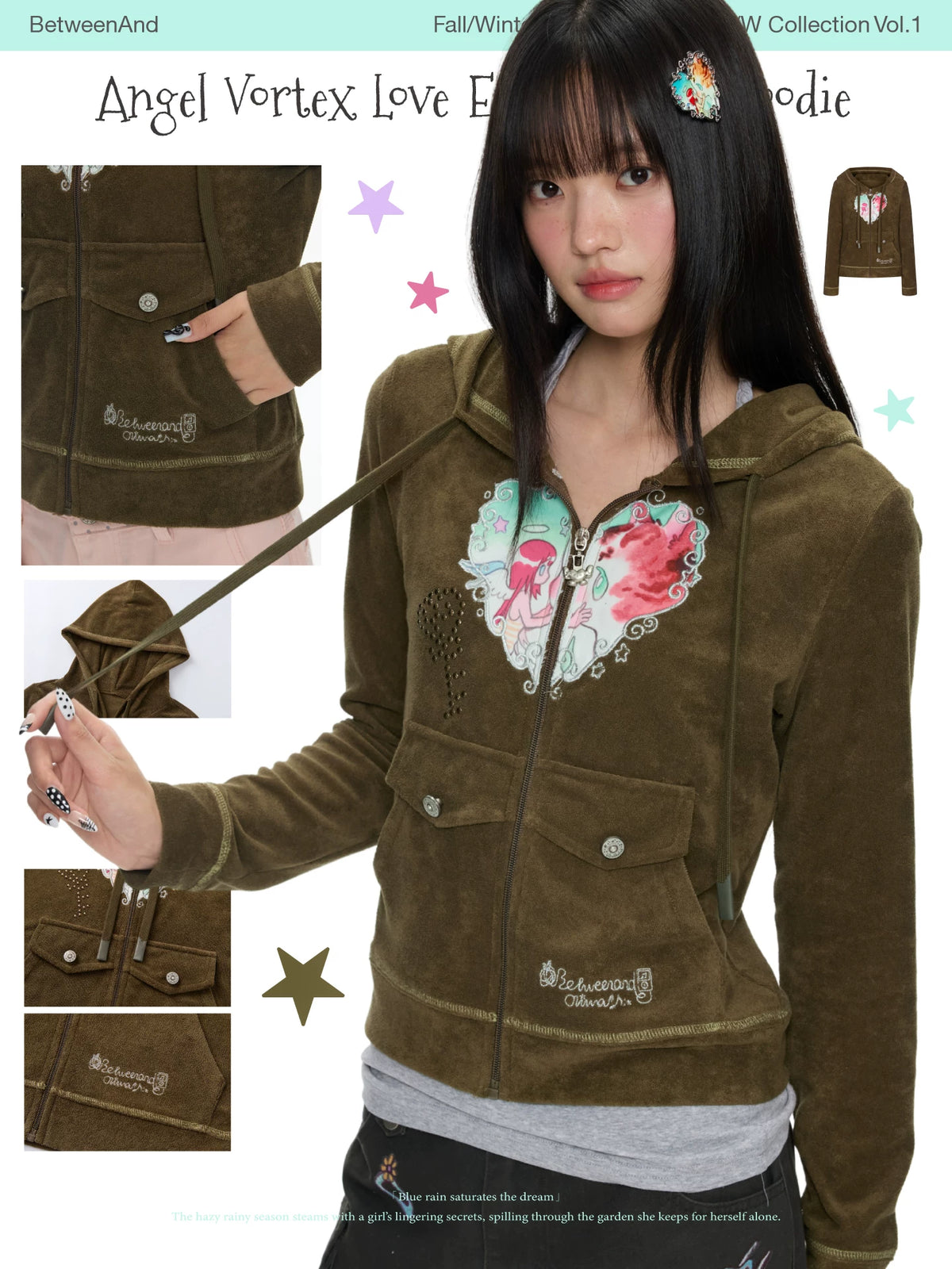 Angel Vortex Love embroidery hoodie