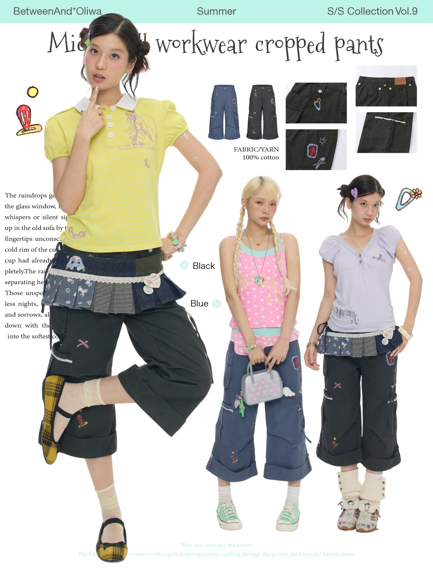 *Oliwa Micro pull workwear cropped cargo pants