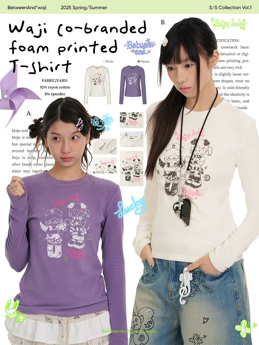 Waji co-branded foam printed top