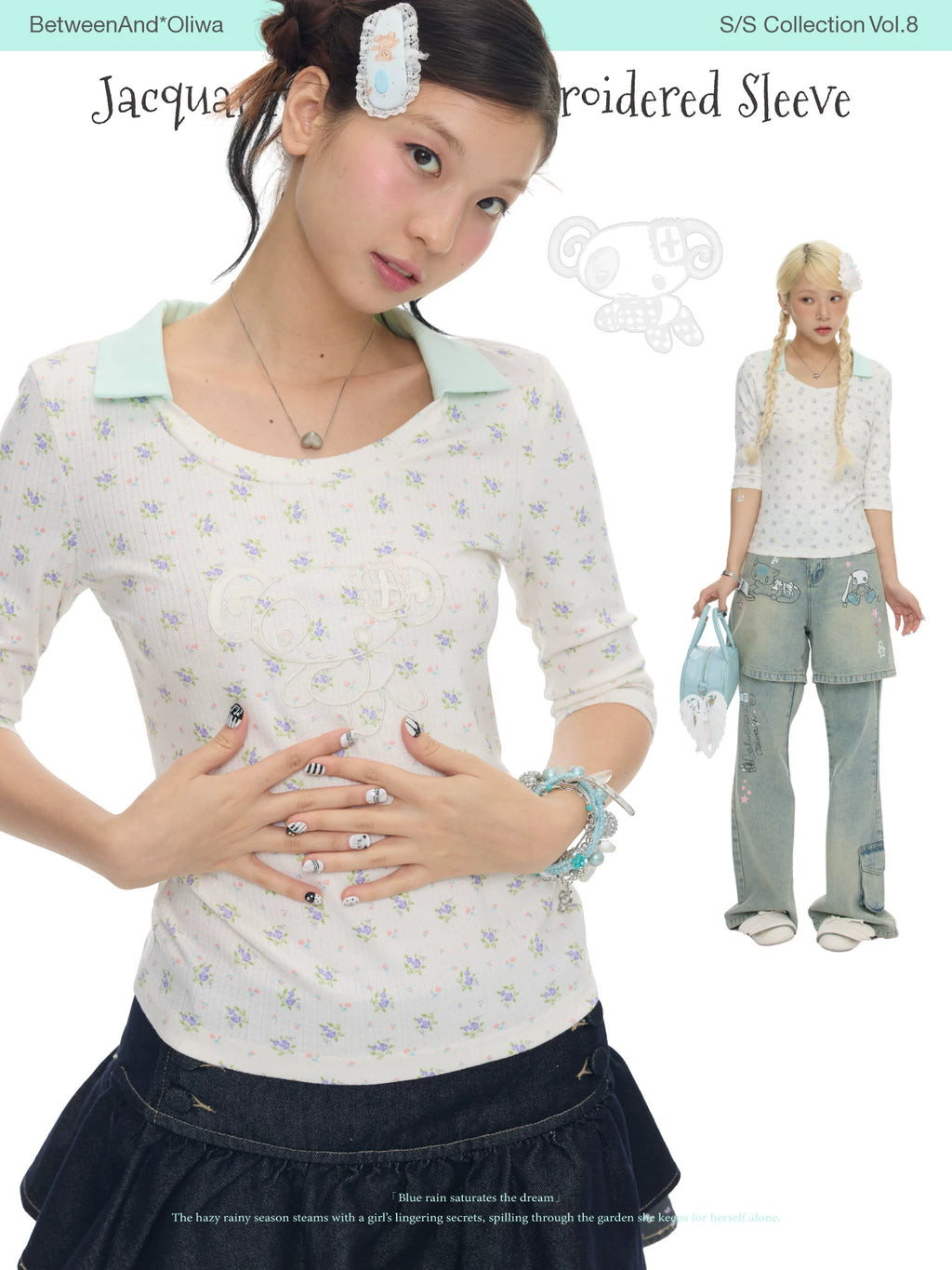 Jacquard knitted embroidered top
