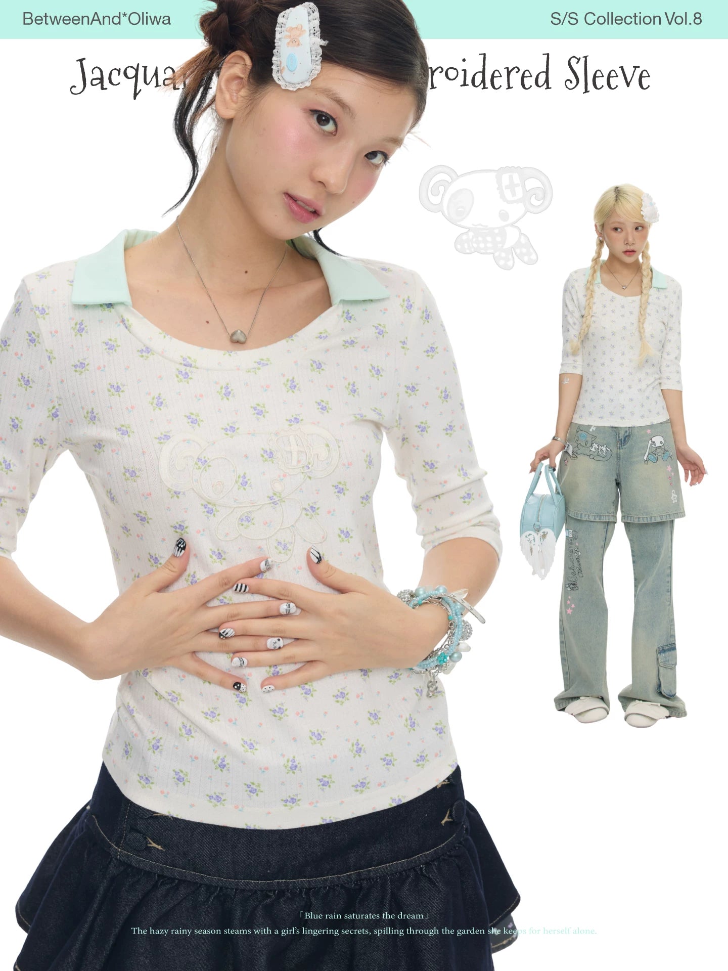 Jacquard knitted embroidered top