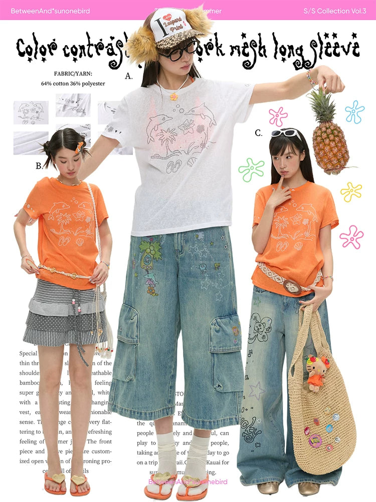 Dolphin bamboo cotton short sleeve t-shirt
