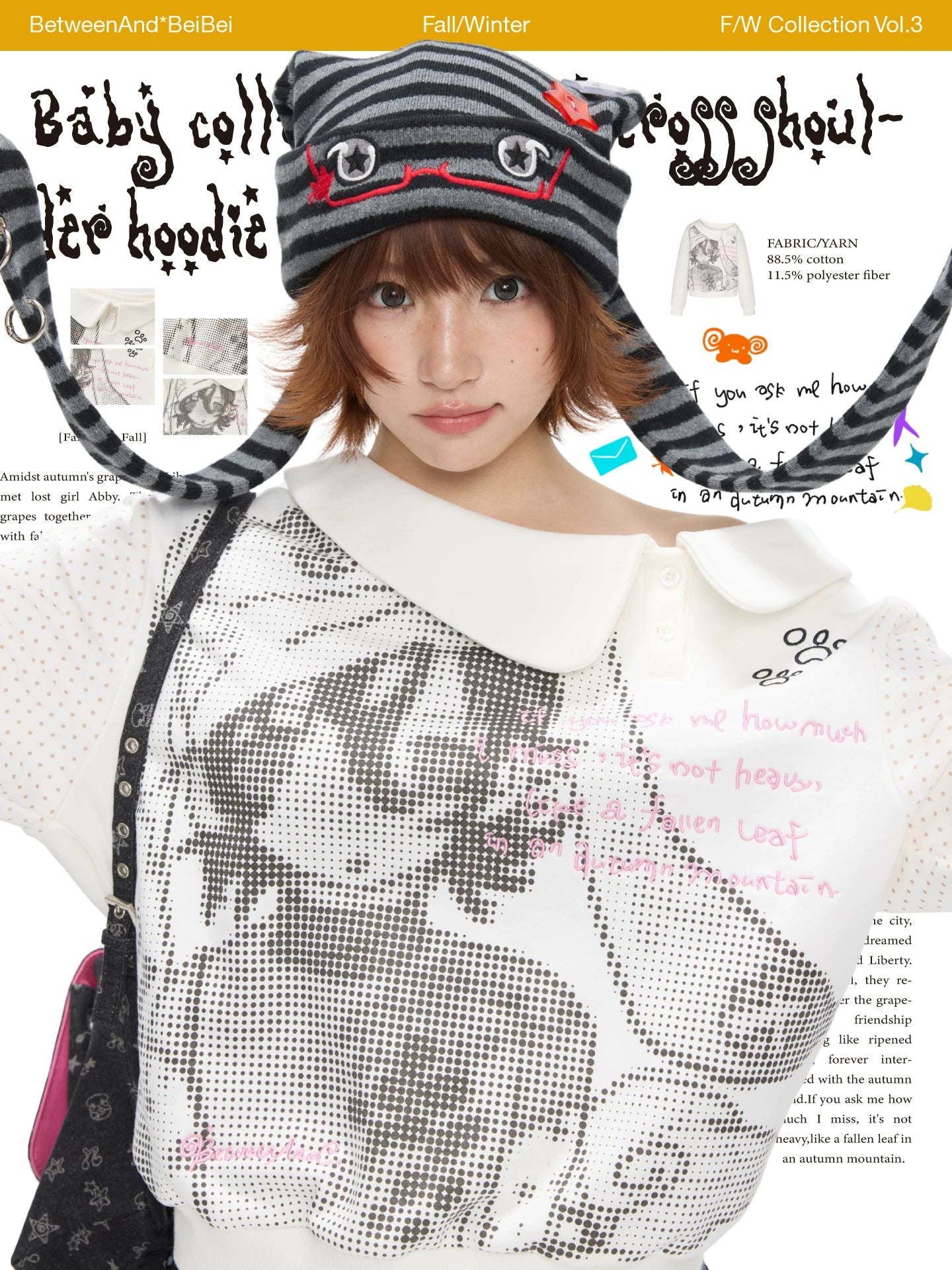 Baby collar rhinestone cross shoulder hoodie