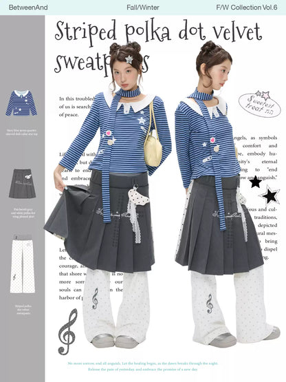 Fleece-lined white polka-dot sweatpants