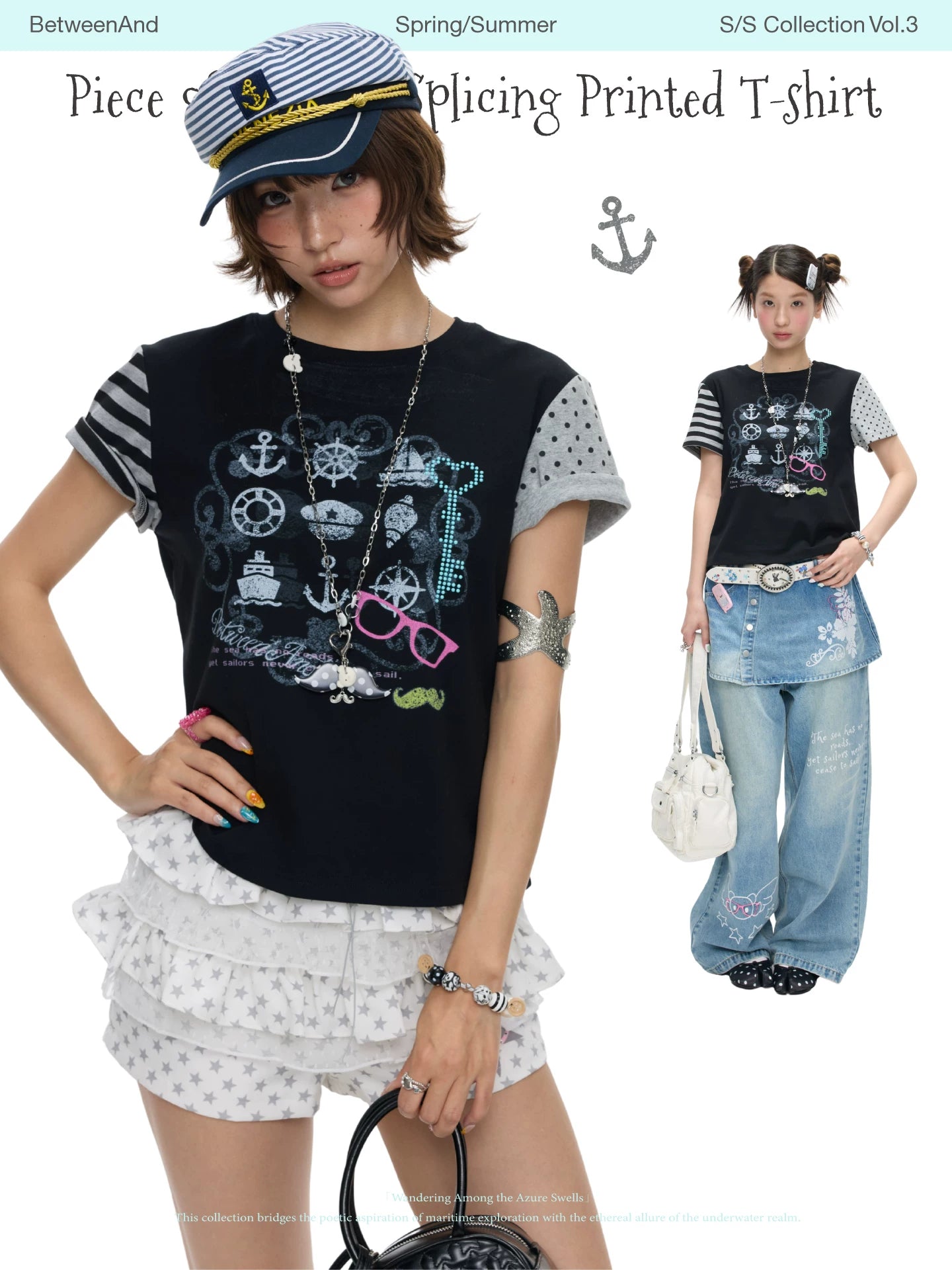Piece of legends splicing printed t-shirt