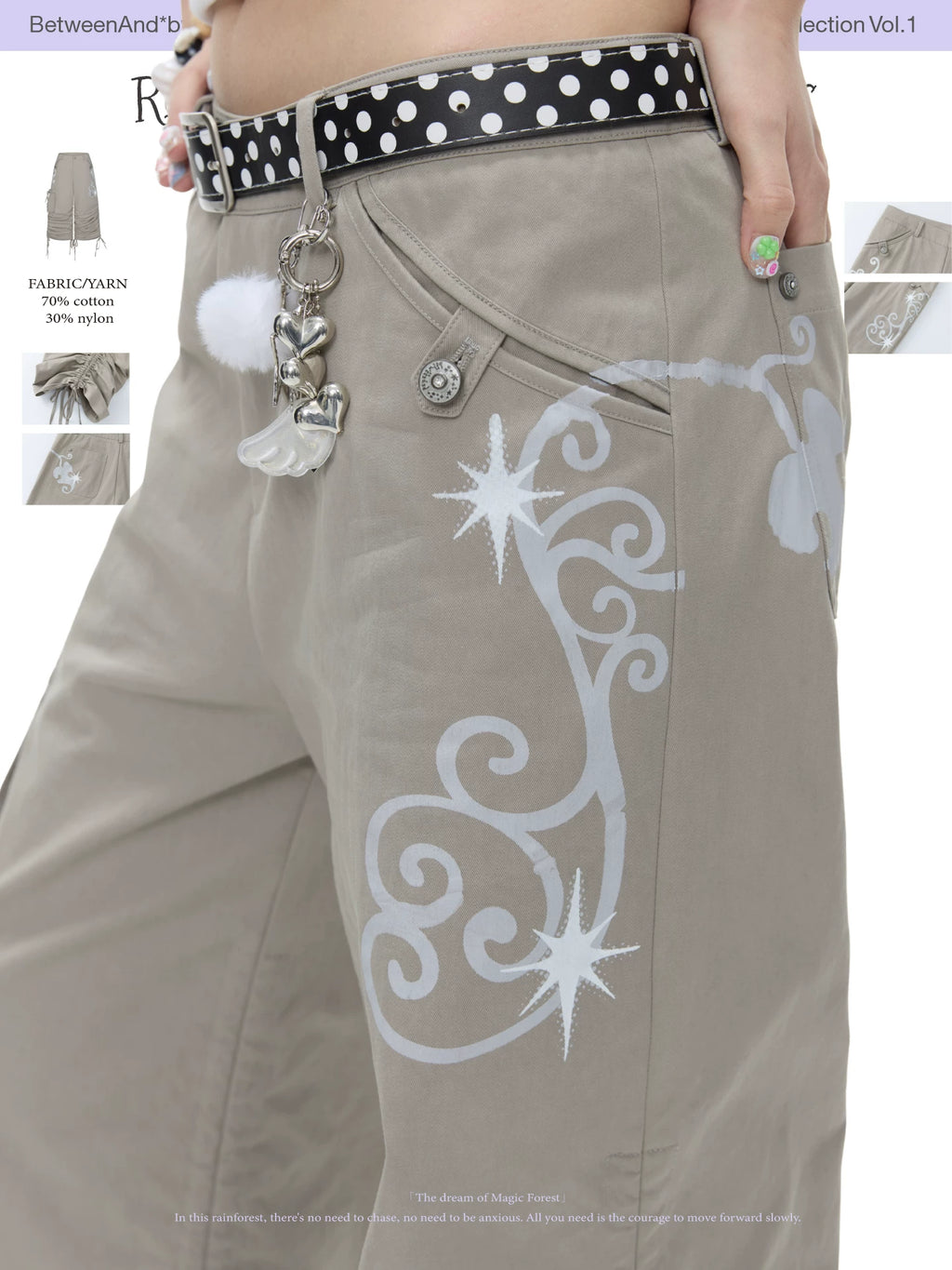 Ruffle-front two-way work pants