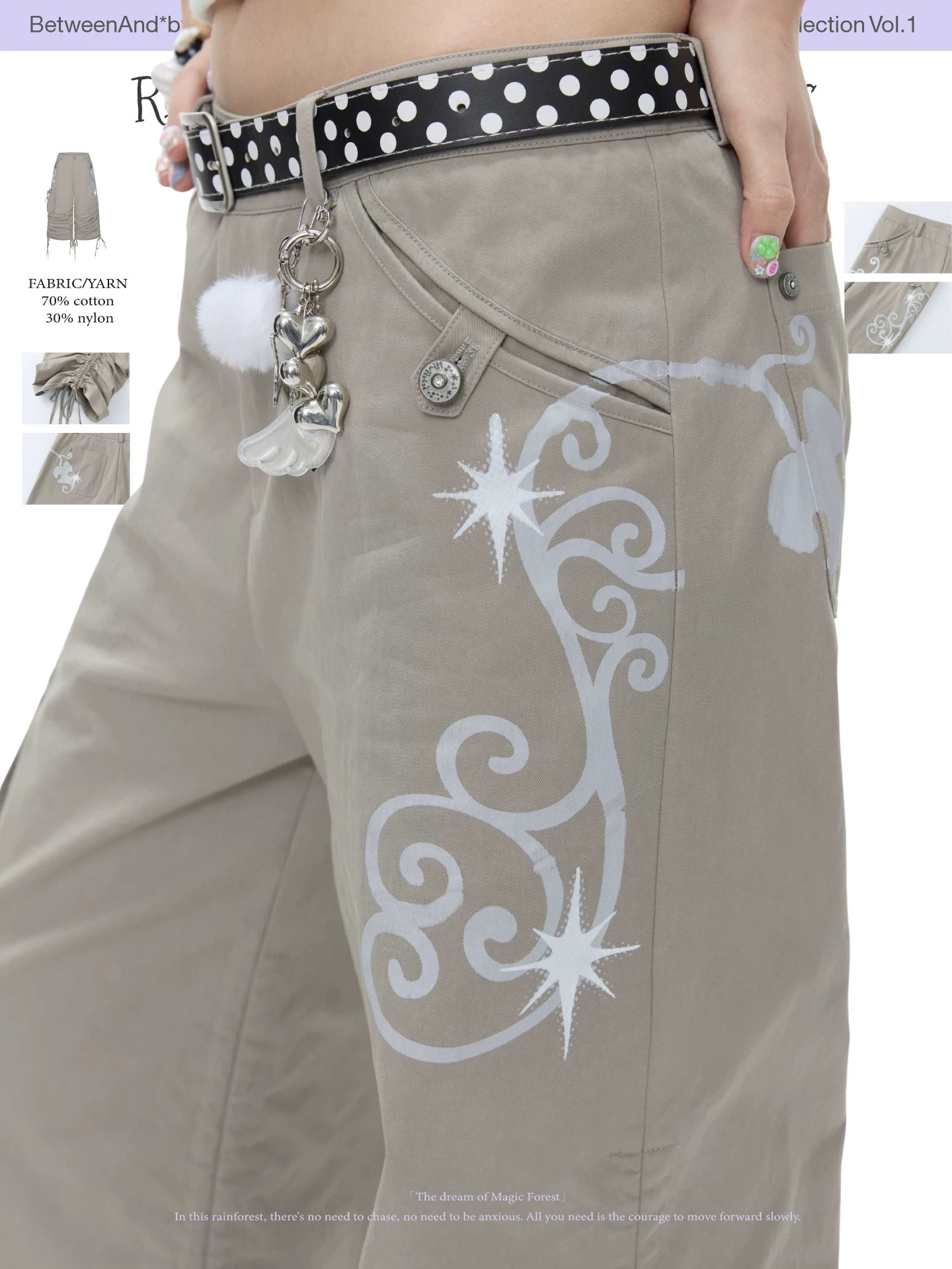 Ruffle-front two-way work pants