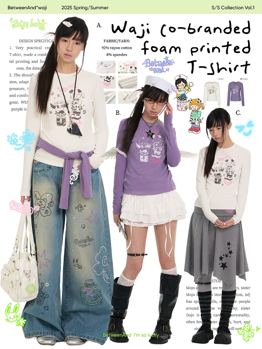 Waji co-branded foam printed top