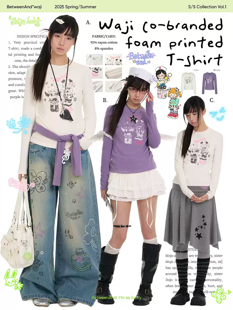 Waji co-branded foam printed top