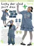 Lucky deer plaid shirt dress