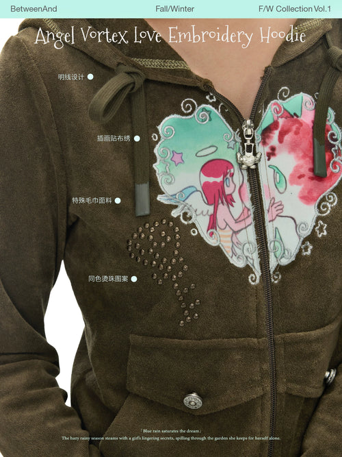 Angel Vortex Love embroidery hoodie