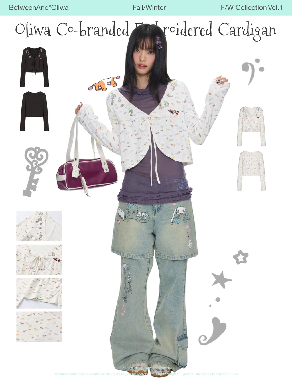 Oliwa co-branded embroidered cardigan