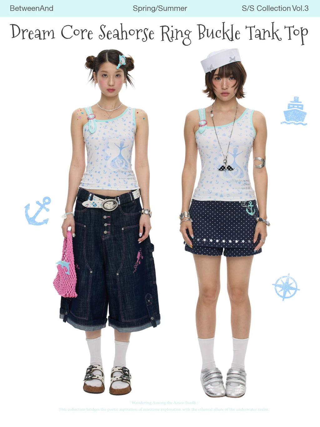 Dream sore seahorse ring buckle tank top