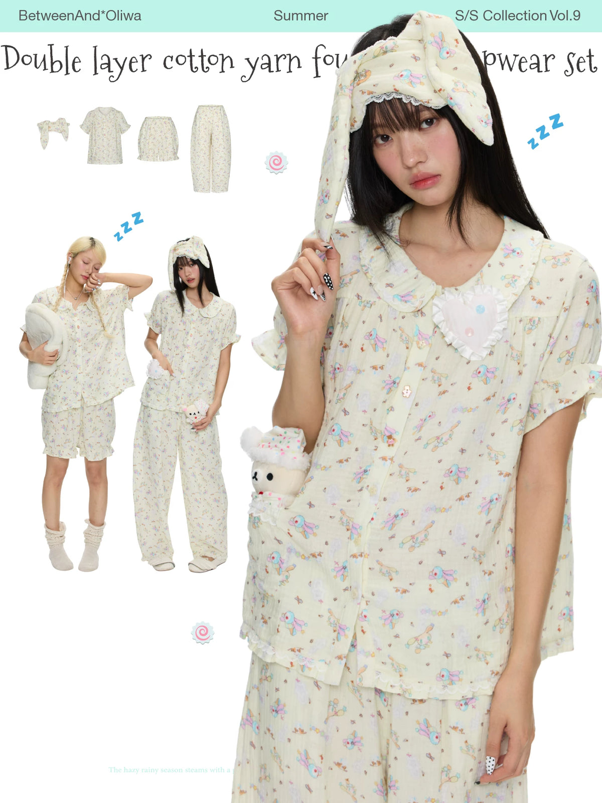 *Oliwa Double layer cotton yarn sleepwear set