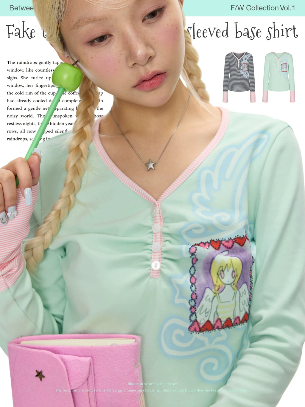 Fake two-piece spliced long sleeved base shirt