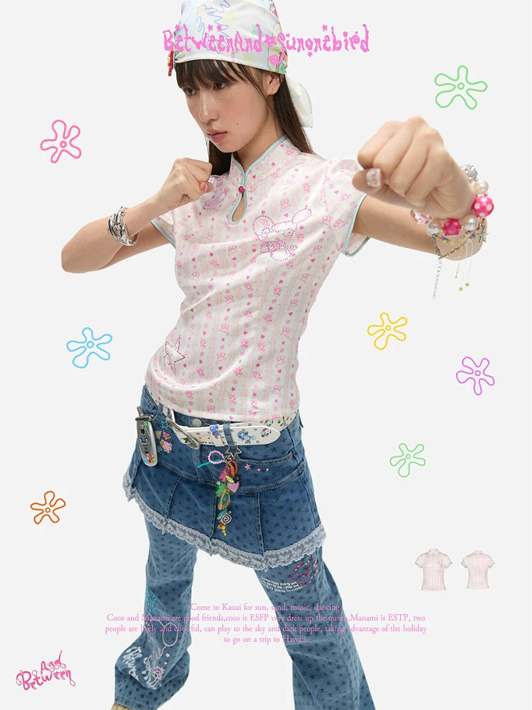 Summer powder Chinese top