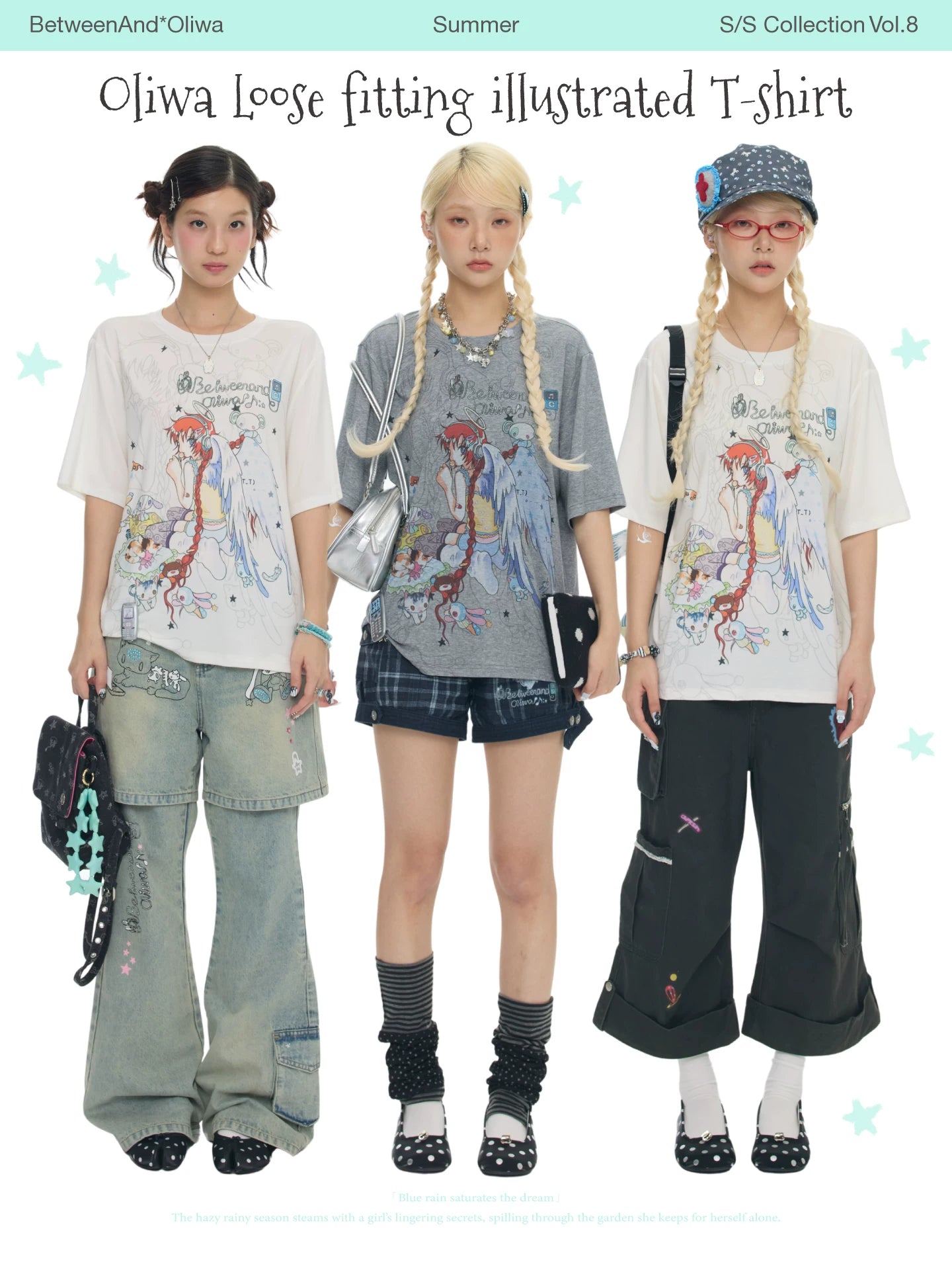 Oliwa loose fitting illustrated t-shirts
