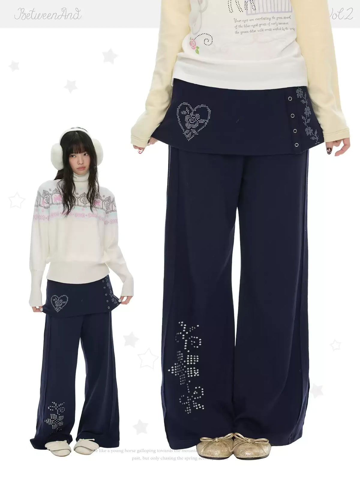 Twilight spread faux two-piece skirt pants