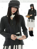 Cashmere effect wing sweater in charcoal gray