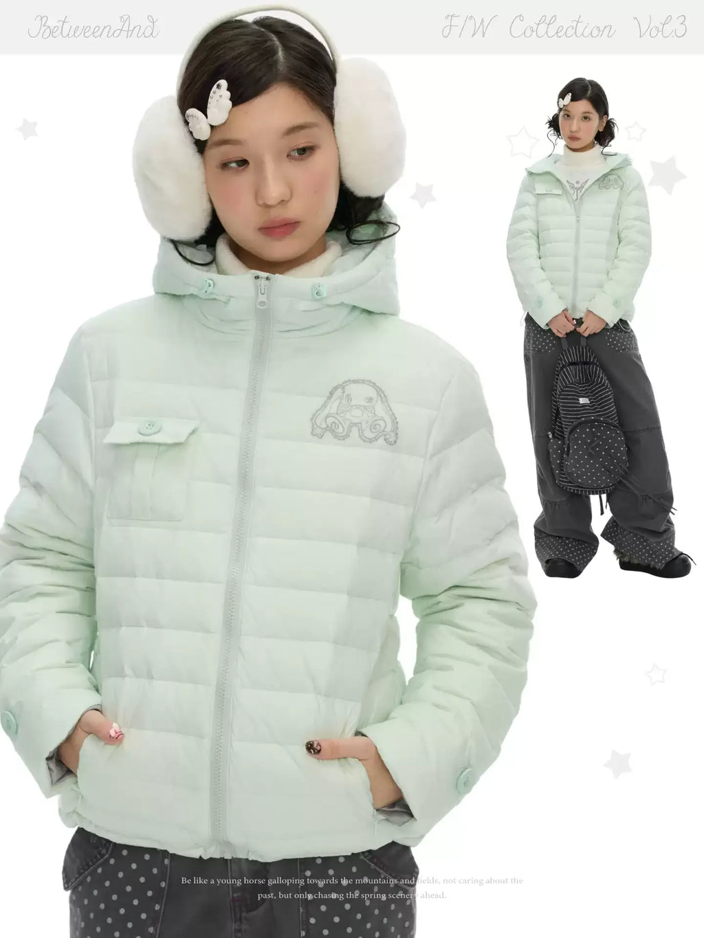 Winter fleece duck down hooded jacket