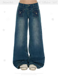 Slim fit star pocket straight leg cropped jeans