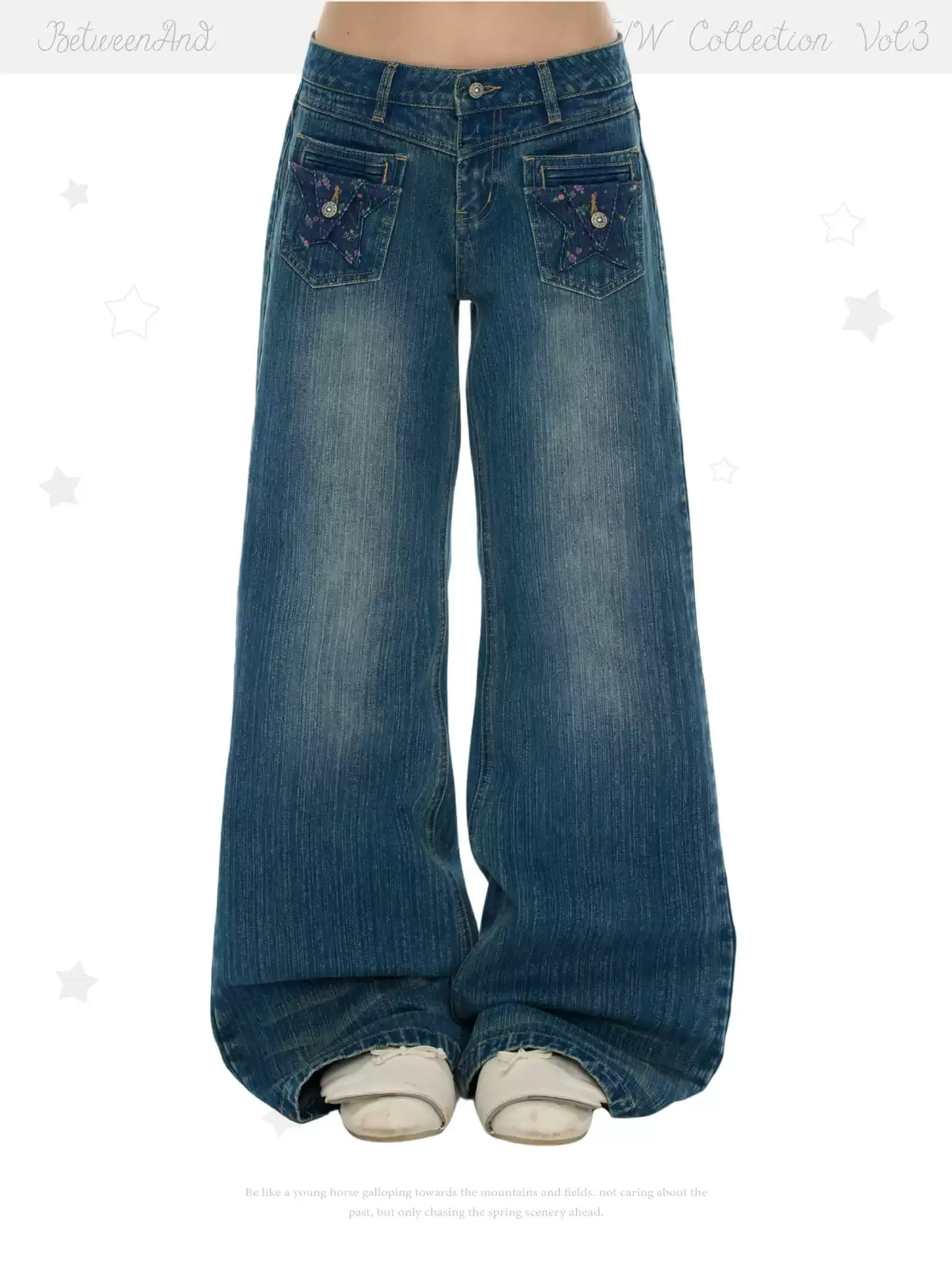 Slim fit star pocket straight leg cropped jeans