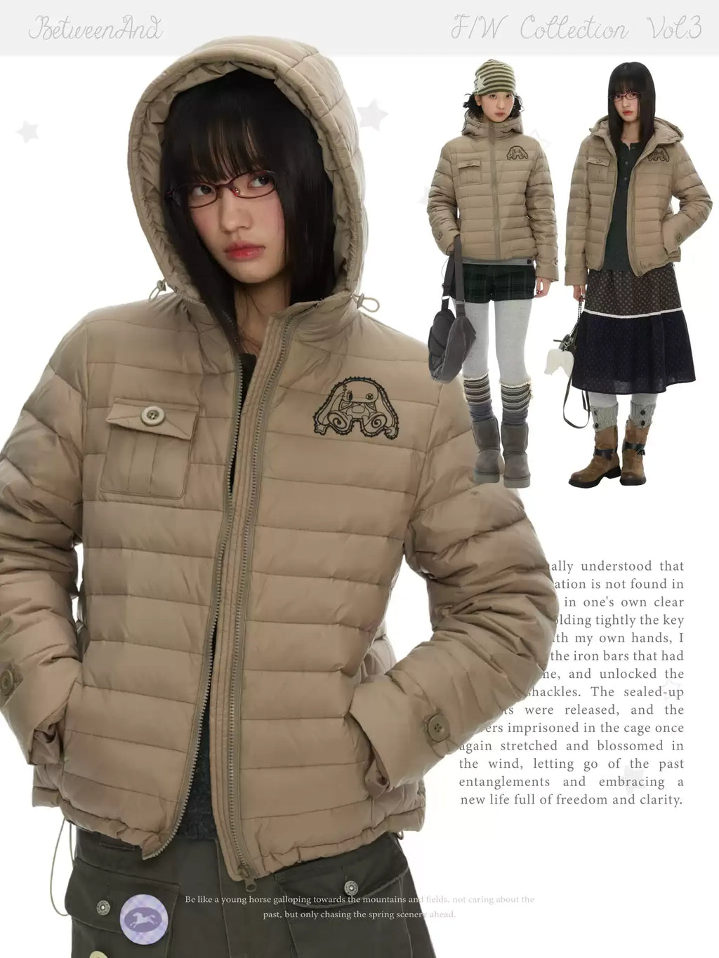 Winter fleece duck down hooded jacket