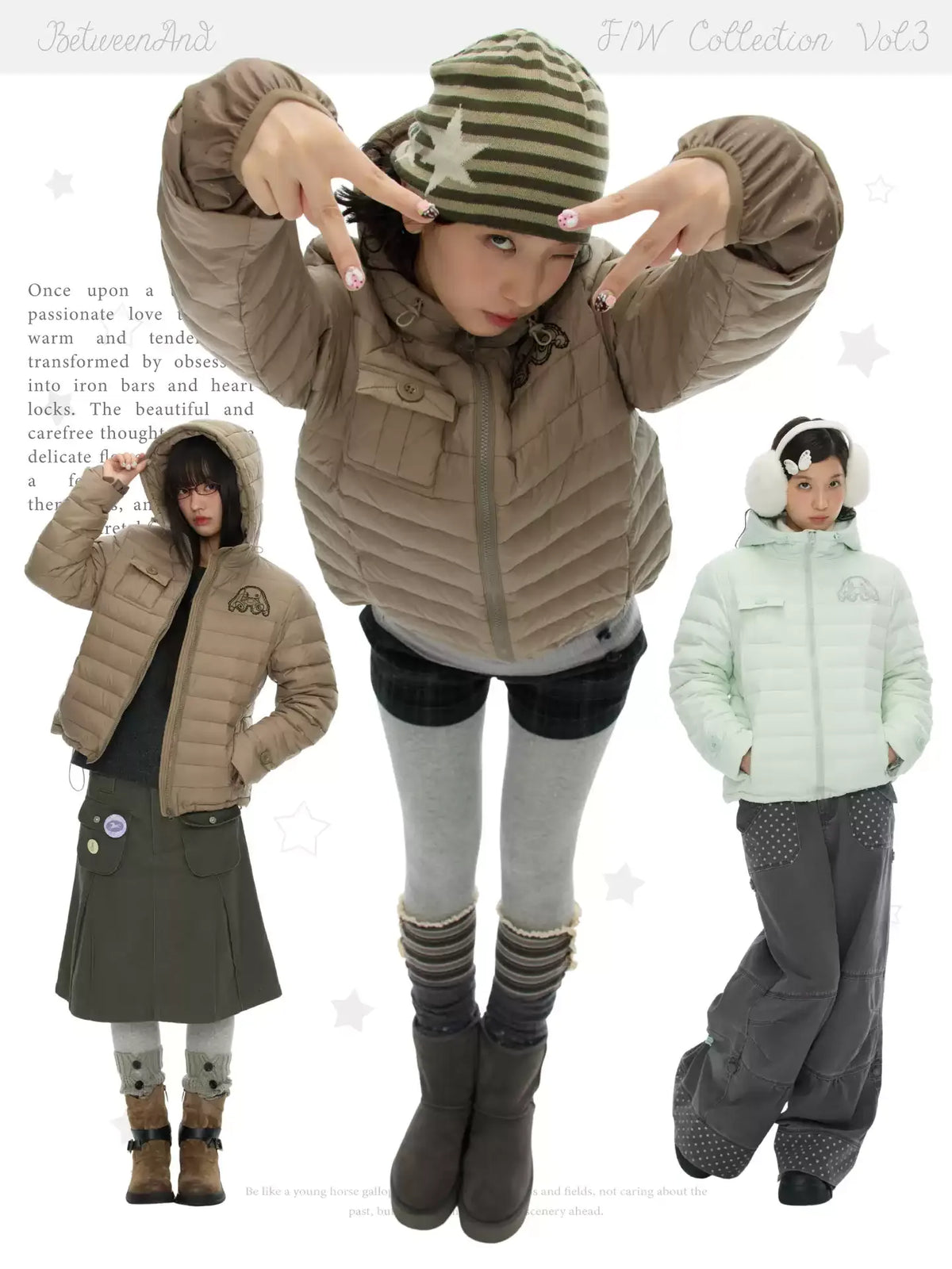 Winter fleece duck down hooded jacket